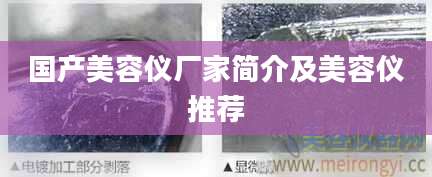 国产美容仪厂家简介及美容仪推荐