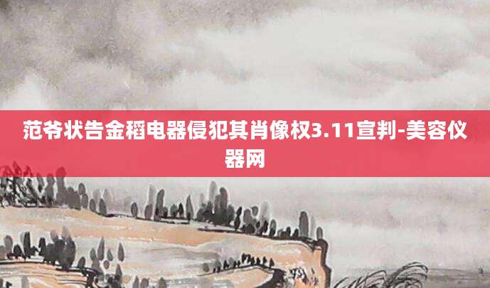 范爷状告金稻电器侵犯其肖像权3.11宣判-美容仪器网