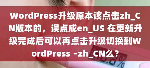 WordPress升级原本该点击zh_CN版本的，误点成en_US 在更新升级完成后可以再点击升级切换到WordPress –zh_CN么？