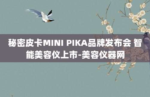 秘密皮卡MINI PIKA品牌发布会 智能美容仪上市-美容仪器网