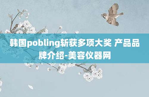 韩国pobling斩获多项大奖 产品品牌介绍-美容仪器网