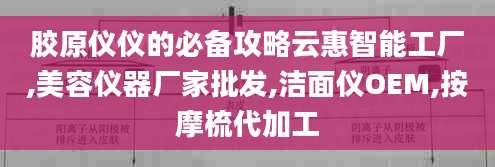胶原仪仪的必备攻略云惠智能工厂,美容仪器厂家批发,洁面仪OEM,按摩梳代加工