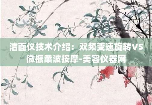 洁面仪技术介绍：双频变速旋转VS微振柔波按摩-美容仪器网